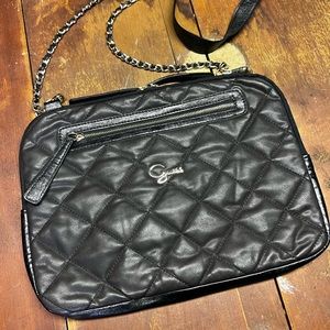 GUESS 13in Laptop Bag with detachable Silver Chain Carrying Strap